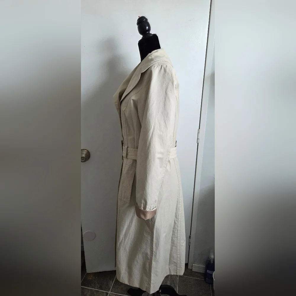 Donatella Double Breasted Beige Trench Coat Womens Size 12 - Picture 2 of 16